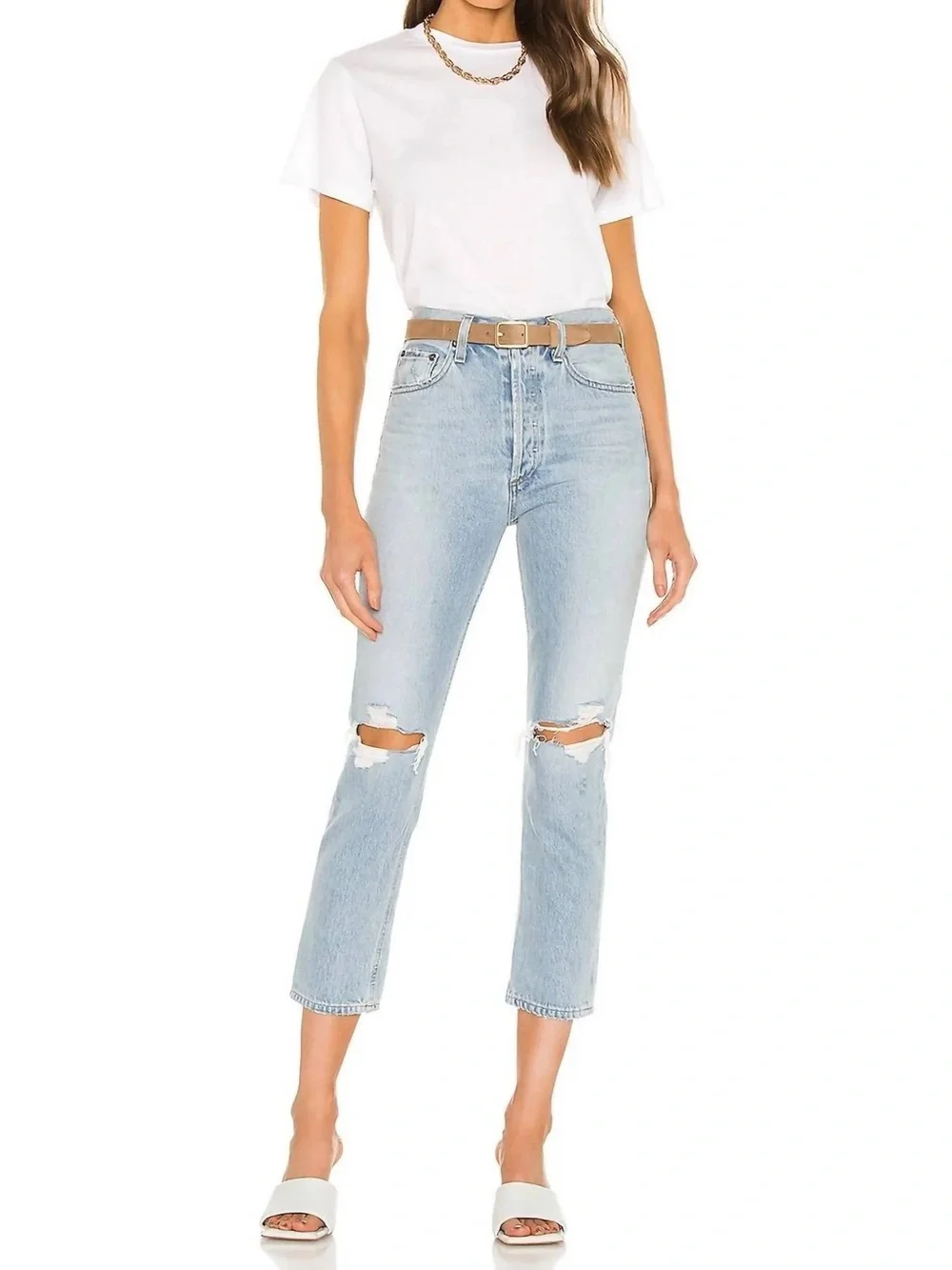 AGOLDE Riley High Rise Straight Crop Jeans - Picture 1 of 10